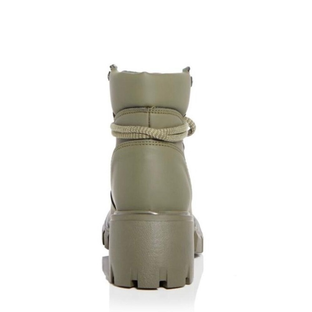 Aqua Reign Block Heel Water Resistant Platform Combat Boots in Olive Green - NWT - Picture 3 of 13